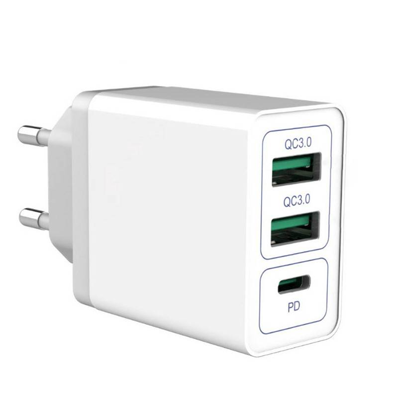 USB Type-C PD Power Delivery and Quick Charge QC3.0 36W Wall Charger Adapter  - White - 0.98g