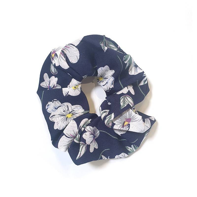 Hair Scrunchies Navy Floral.