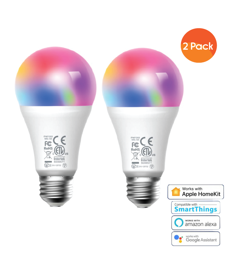 Meross Smart Wi-Fi LED 9W Bulb E27 (Screw in) - Alexa/Google/Homekit compatible - 2 Pack