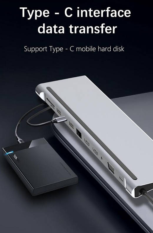12 in 1 USB Type-C Multi Function Docking Station - DUAL HDMI OUTPUT