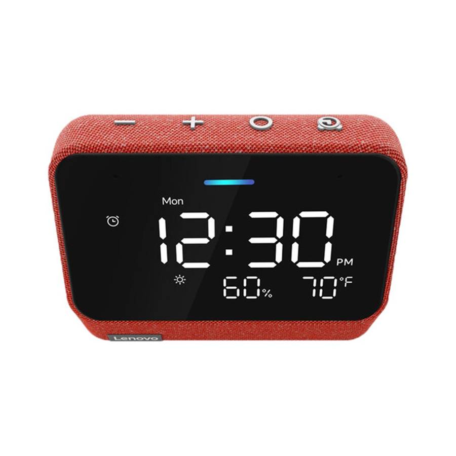 Lenovo Smart Clock Essential - with Amazon Alexa / 4" LED Display / Wi-Fi and Bluetooth Red