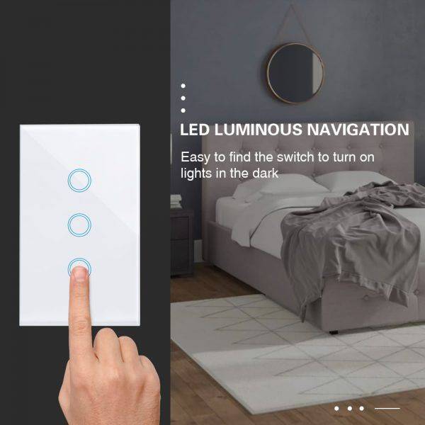 EACHEN Wifi Smart Light Switch (NO NEUTRAL REQUIRED) 2 Gang