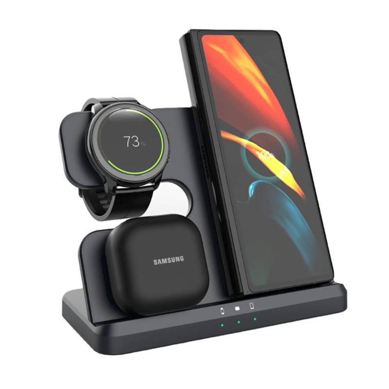 3 in 1 Wireless Charger for Samsung - Black and White Black