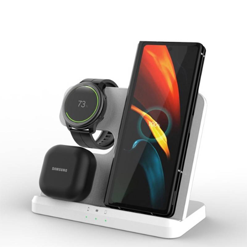 3 in 1 Wireless Charger for Samsung - Black and White Black