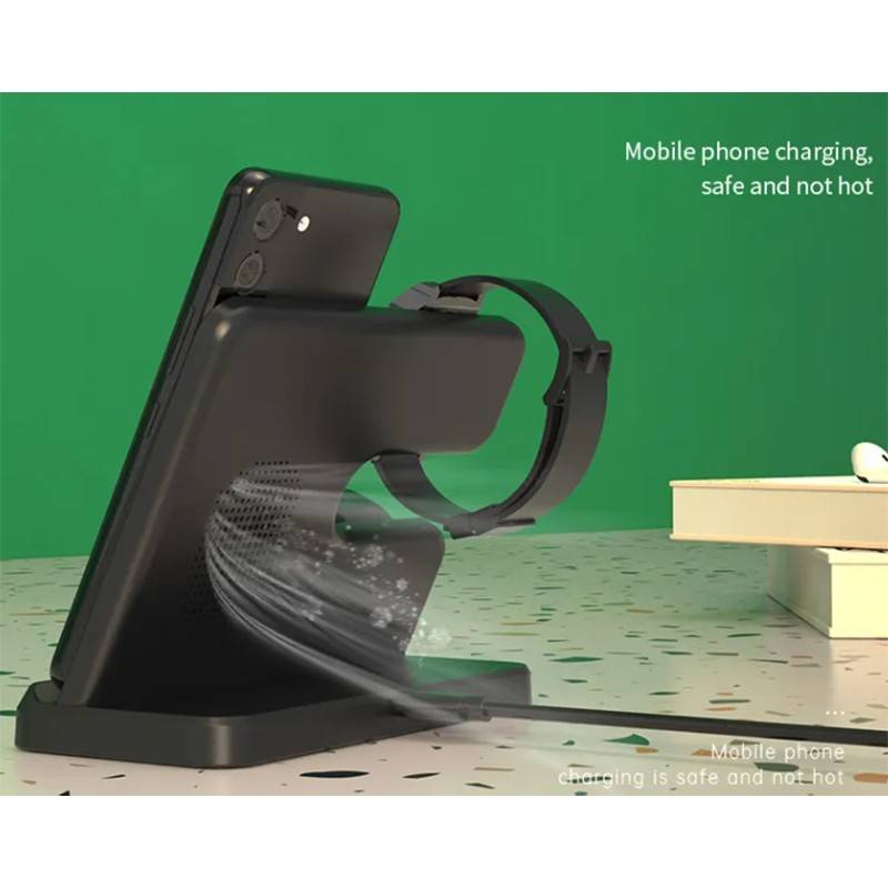 3 in 1 Wireless Charger for Samsung - Black and White Black