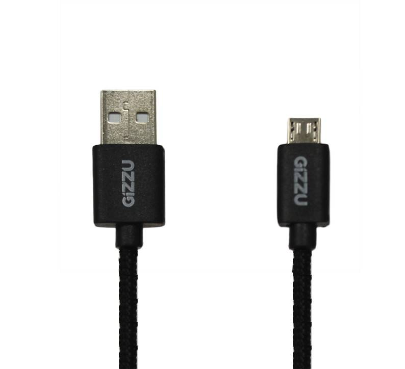 GIZZU MICRO USB BRAIDED CABLE 1.2M BLACK (GCMUB1M) - Gizzu
