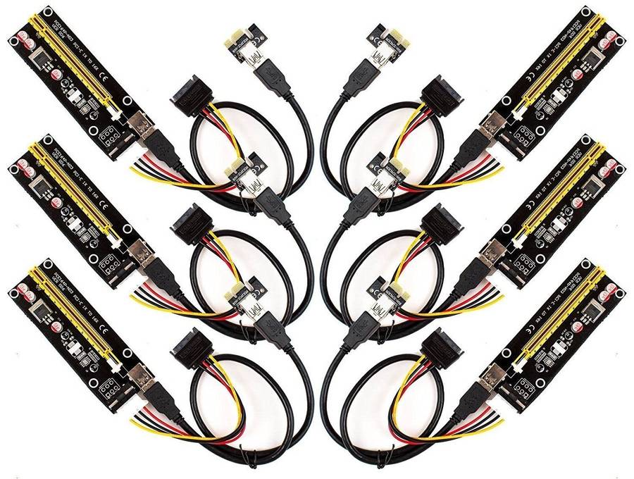 PCIe (PCI-e) USB Riser Card (MOLEX and SATA Powered) - GPU Mining (1x  16x) - 6 PACK (bulk)
