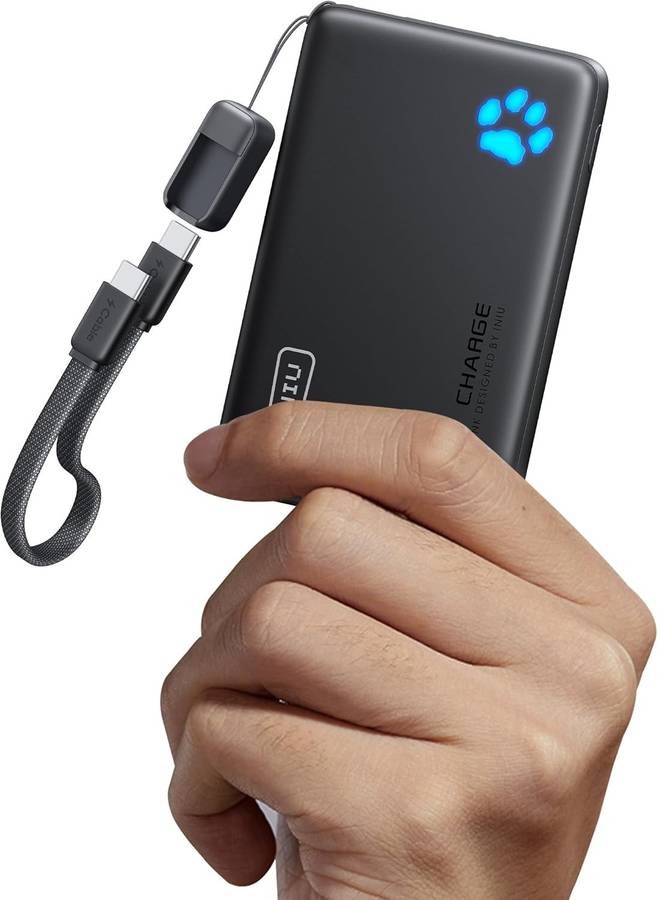 INIU Ultra Slim 10000mAh 45W PD Power Bank - Fast Charging - Available in Various Colours Black