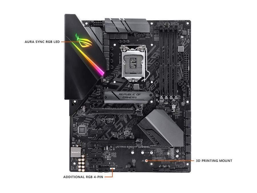 Asus ROG Strix B360-F Gaming  LGA1151 (300 Series) DDR4 DP HDMI DVI M.2 ATX Motherboard - Asus