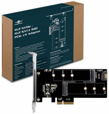 Vantec VANTEC UGT-M2PC200 ADP M.2 NVMe + M.2 SATA SSD PCIe X4 Adapter - Vantec