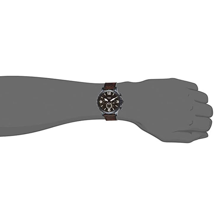 Fossil Men`s Nate Quartz Stainless Steel and Leather Watch - Black/Brown