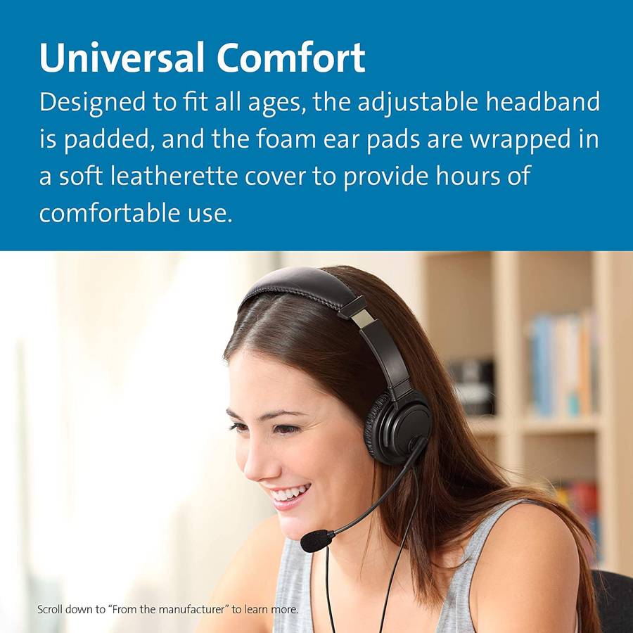 Kensington USB-C Dual Headset Headphones for Call Centre with Microphone - Black