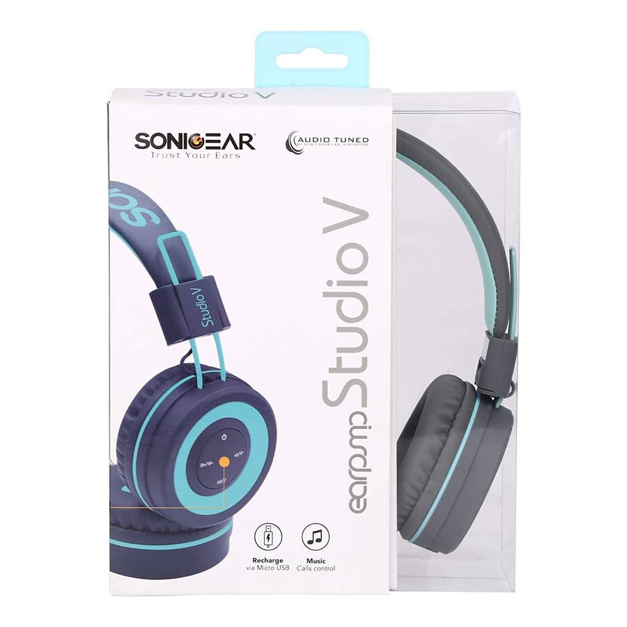 SonicGear Earpump Studio V Bluetooth Headphones - Grey/Blue