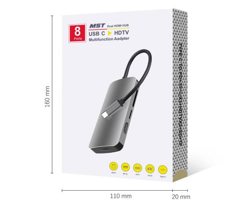 Universal USB3.0 Type-C Docking Station 8-in-1