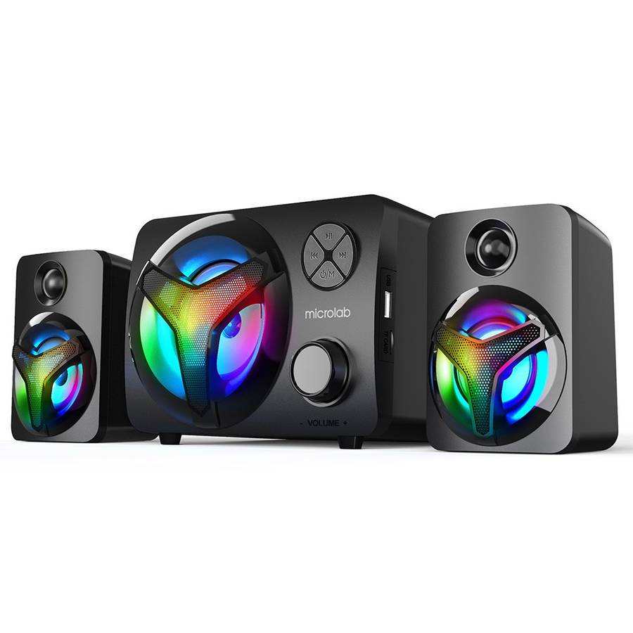 Microlab U210 2.1CH 11watt Subwoofer USB Powered Led Speaker with Bluetooth + FM + TF + USB - Black