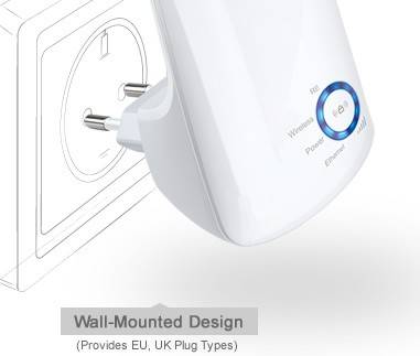 TP-LINK 300Mbps Wireless N Wall Plugged Range Extender, Atheros, 2T2R, 2.4GHz, 802.11n/g/b, Ranger