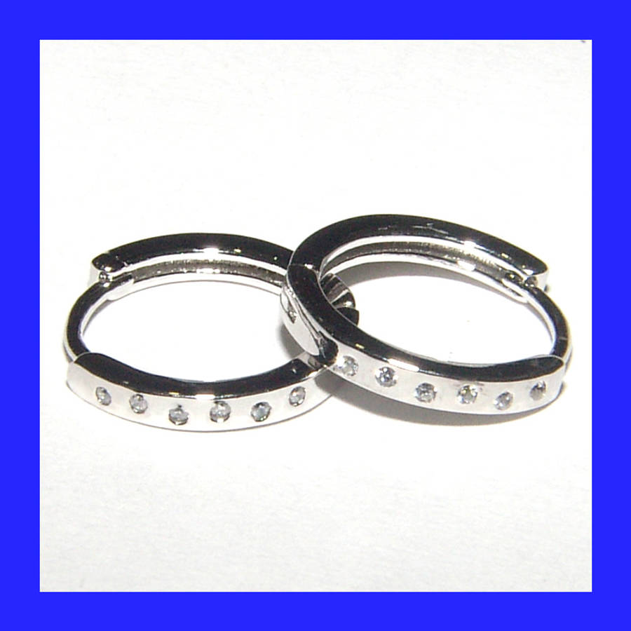 Pretty Cubic Zirconia Hoop Earrings in Solid Sterling Silver