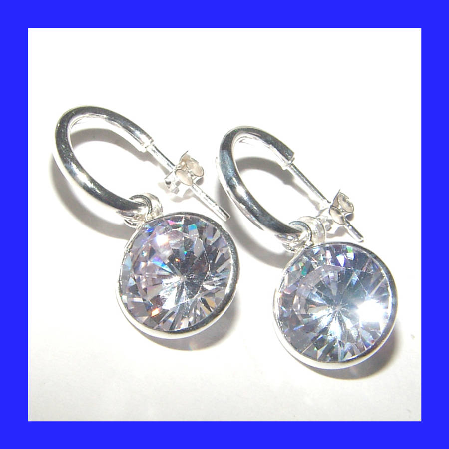 Beautiful Pretty Woman Hoop Earrings with CZ Attachment in Solid Sterling Silver