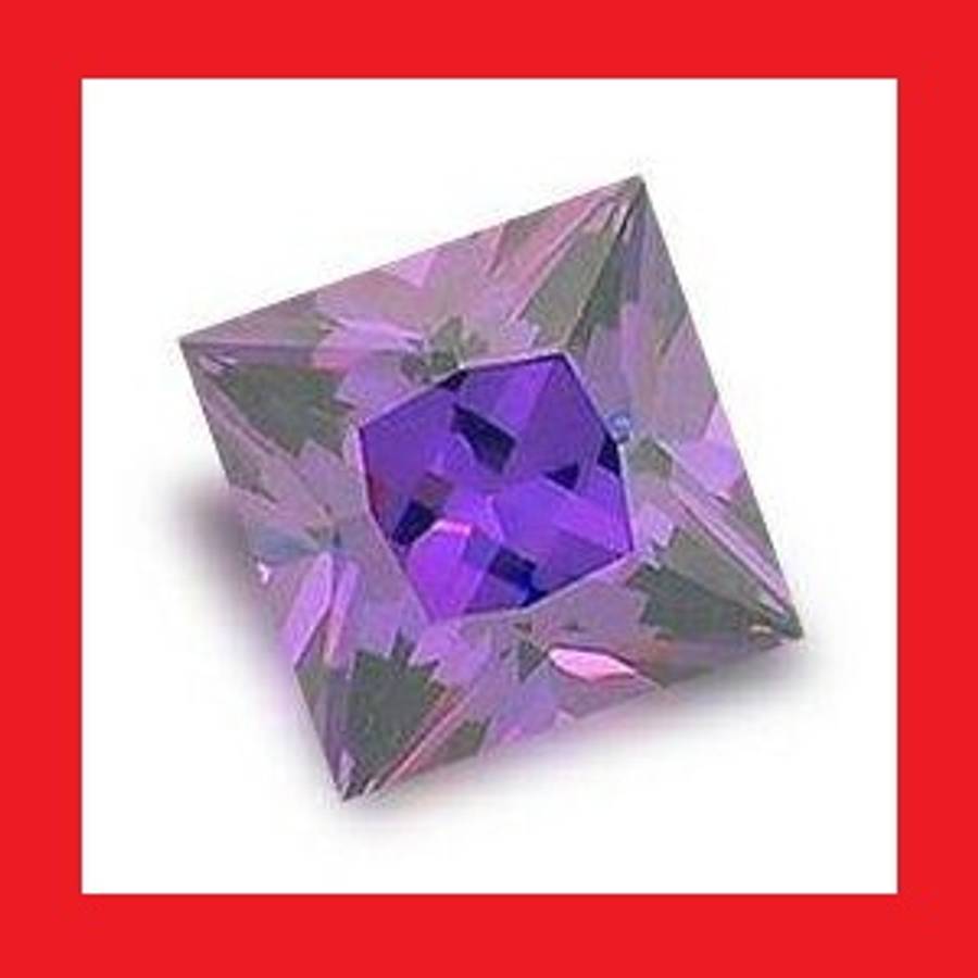 CUBIC ZIRCONIUM - INTENSE RICH PURPLE PRINCESS CUT - 2.05cts