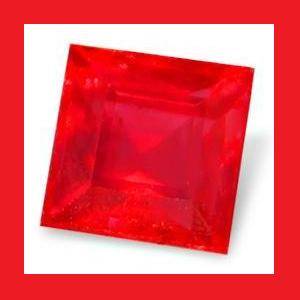 RUBY [Created] - Faceted Vivid Red Square Shape - 0.79cts