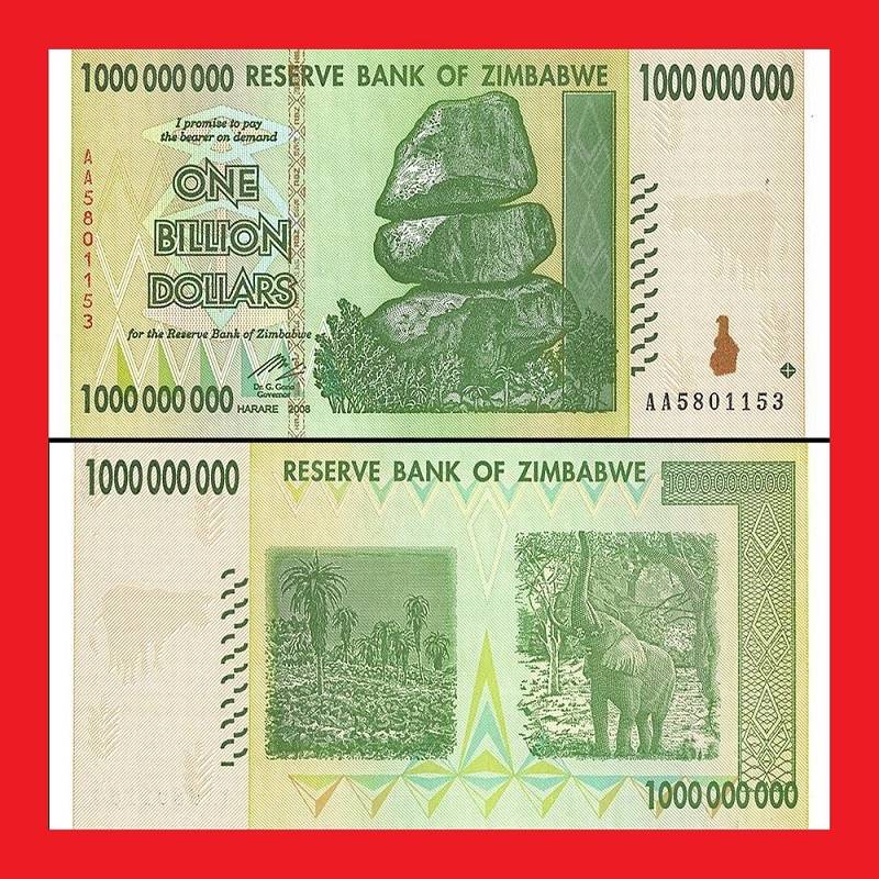 ZIMBABWE 1 Billion Dollar Banknotes Mint UNC Condition