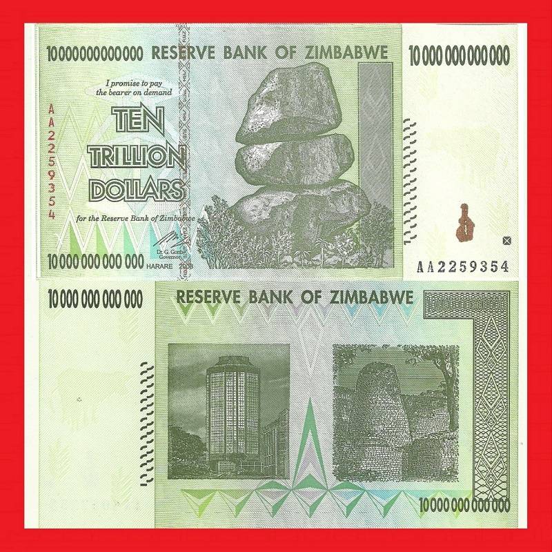 ZIMBABWE Banknote 10 Trillion Dollars P88 Serial AA2259354