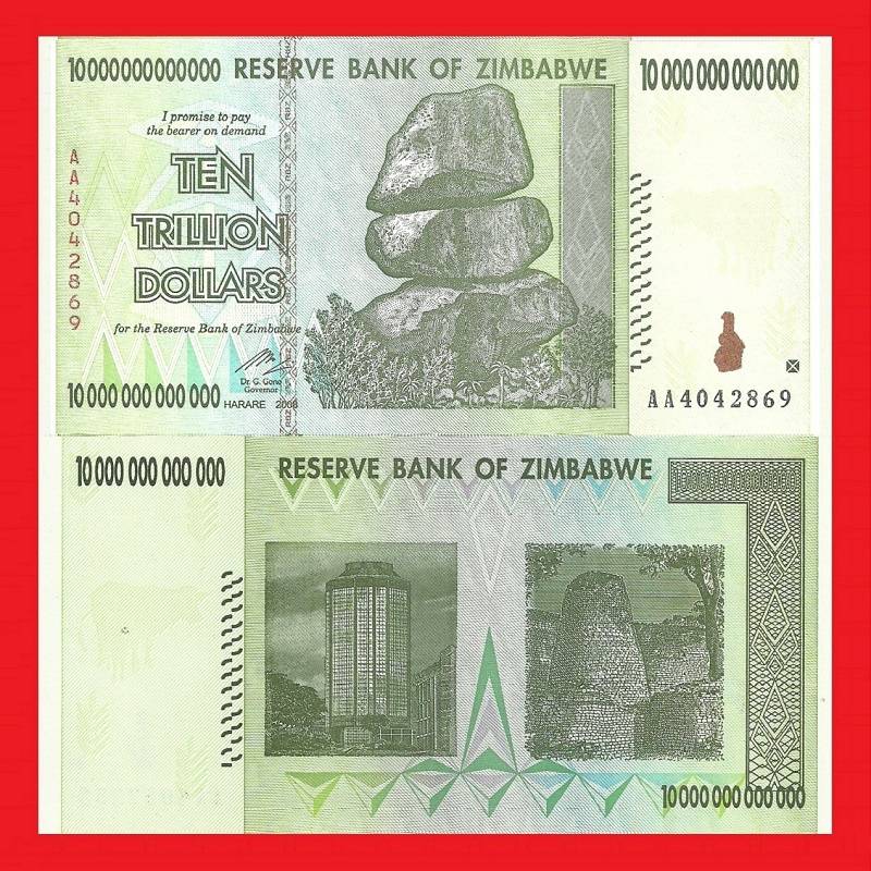 ZIMBABWE Banknote 10 Trillion Dollars P88 Serial AA4042869