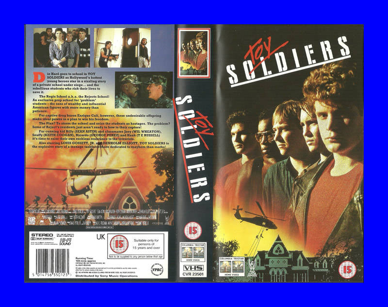 VHS CASSETTE  -  TOY SOLDIERS  (ASTIN, WHEATON, COOGAN, PEREZ, RUSSELL, GOSSETT JR)