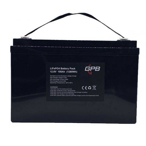 GPB 12.8V 100Ah LIFEPO4 Lithium Rechargeable Battery