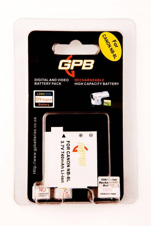 GPB Canon NB-8L Rechargeable Digital Camera Battery