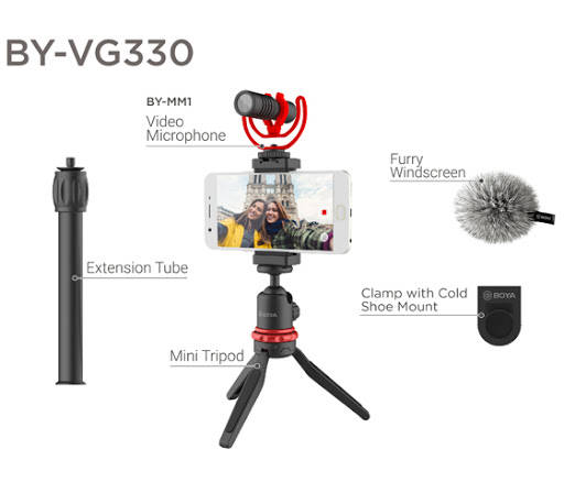 Boya VG330 Vlogger Kit with Microphone and Mini Tripod