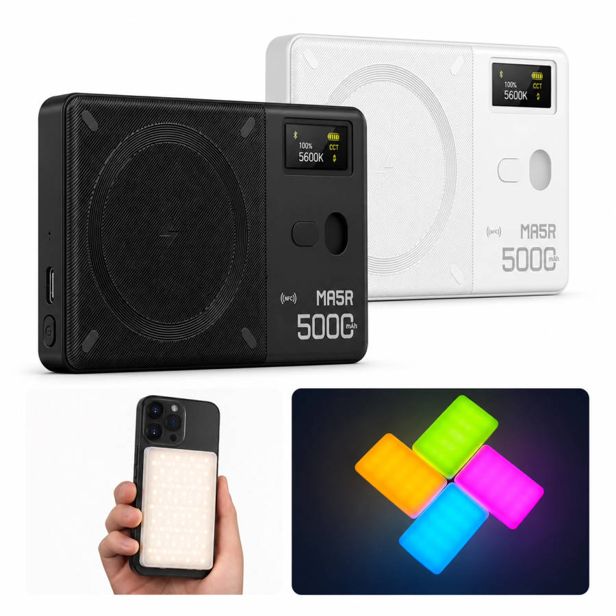 Godox MA5R Magnetic Wireless Charging Full-Colour RGB LED Light (Black or White)