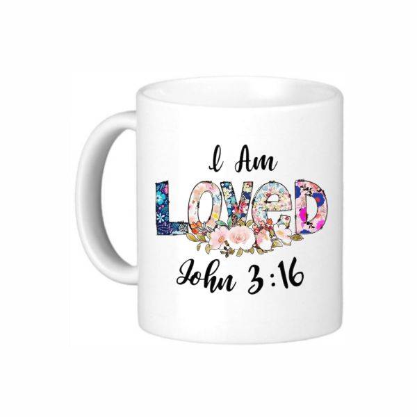 John 3:16 I Am Loved Coffee Mug  Inspirational Christian Gift