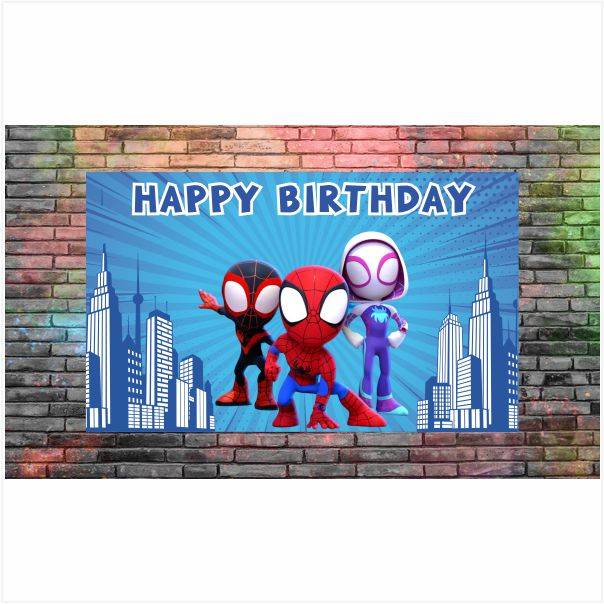 Spidey and Friends Birthday Banner - Kids Theme Party Decor