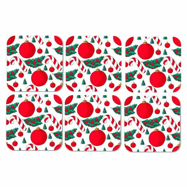 Christmas Wooden Coaster - Festive Red Coasters for a Festive Holiday Touch