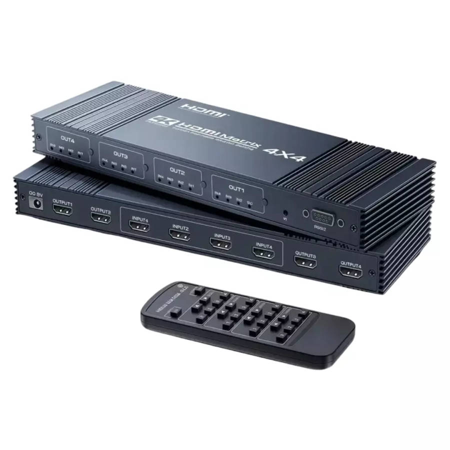 4x4 Ultra HD 4k HDR HDMI Matrix Switch / Splitter | HDMI v2.0b with IR Remote & EDID