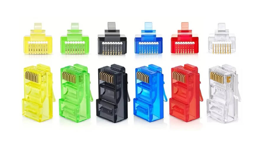 Unshielded eZ RJ45 CAT6/CAT7 Network Cable Connector + Rubber Boot | Push Through Crimp Connector