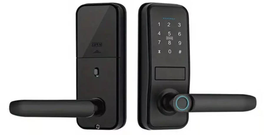 Smart Fingerprint Door Lock Handle with Wifi Control, IC Card and Backup Key | Tuya App