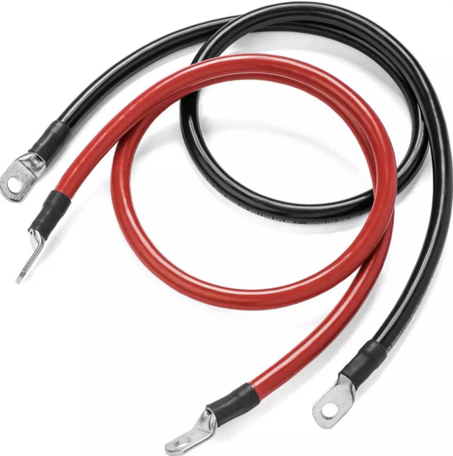 1 Pair Red/Black Solar / Inverter Battery Parallel Cables | 8mm Lug Ring, 4AWG 25mm2 87A Cable Ma...