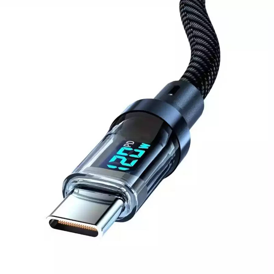 120 Watt Digital LCD Display Braided Type USB C to USB C Power Delivery Cable / SuperFast Chargin...