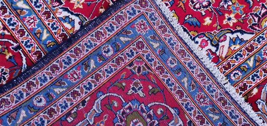 Persian Navy Kashan Carpet 400cm x 300cm Hand Knotted