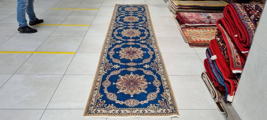 Persian Nain Carpet 446cm x 90cm Hand Knotted