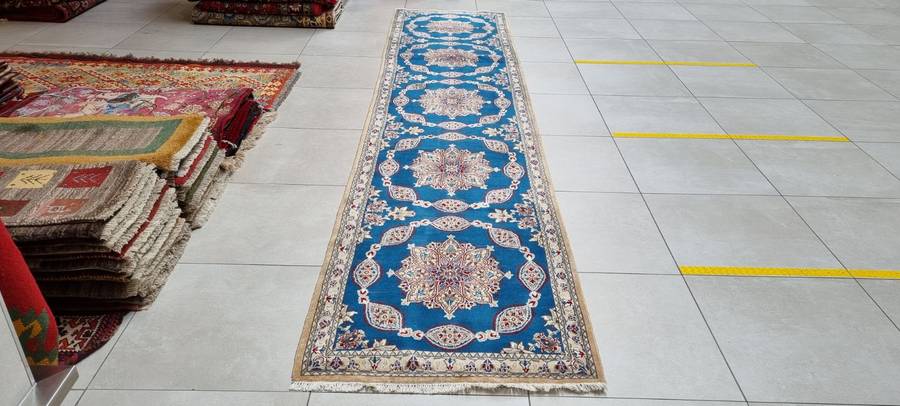 Persian Nain Carpet 446cm x 90cm Hand Knotted