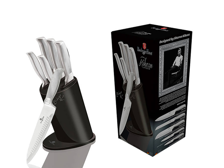 Berlinger Haus - 5 Pieces Stainless Steel Kikoza Collection Knife Set with Stand (READ DESCRIPTION)