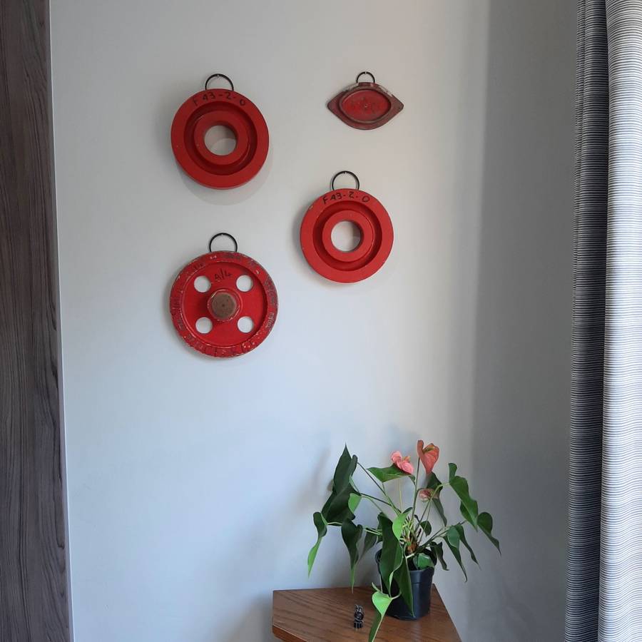 Red hanging wheel shape