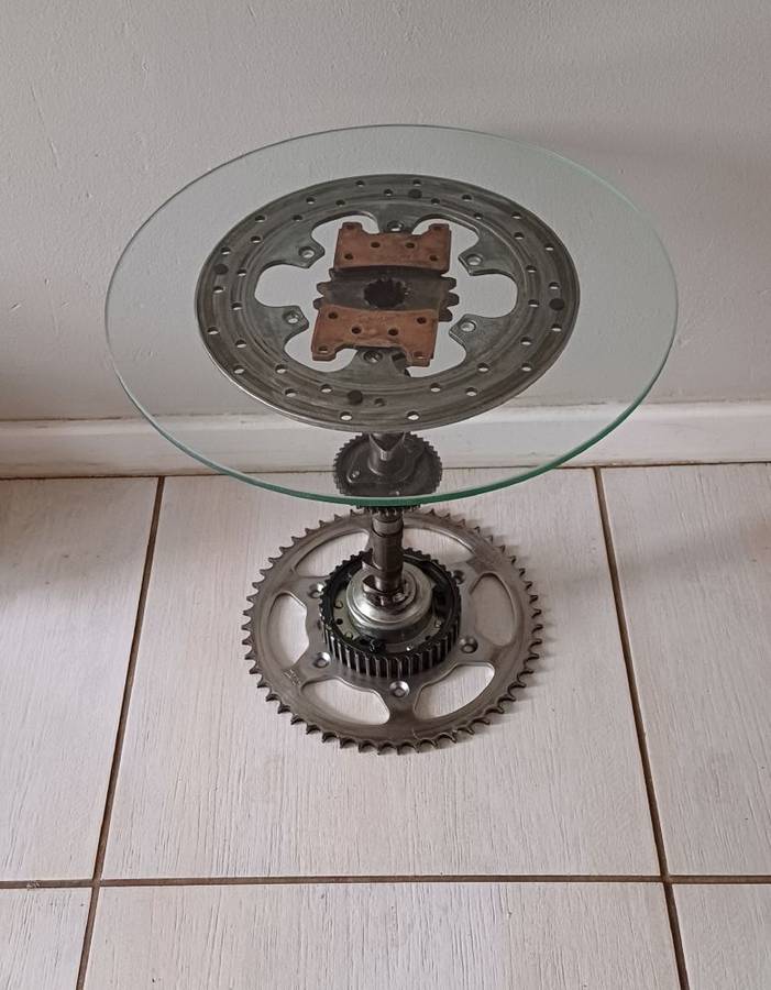 Camshaft Side Table  Industrial Steampunk Elegance
