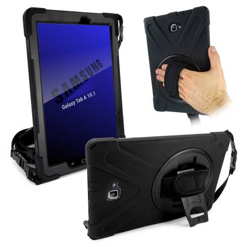 TUFF-LUV Rugged case and Stand for Samsung Galaxy Tab A 10.1 (S-pen) P580/P585 - Black