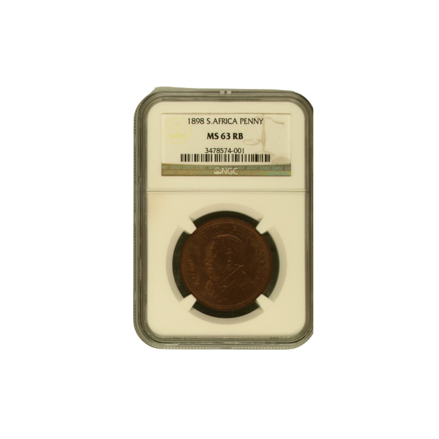 1898 ZAR Penny MS 63 RB NGC Graded