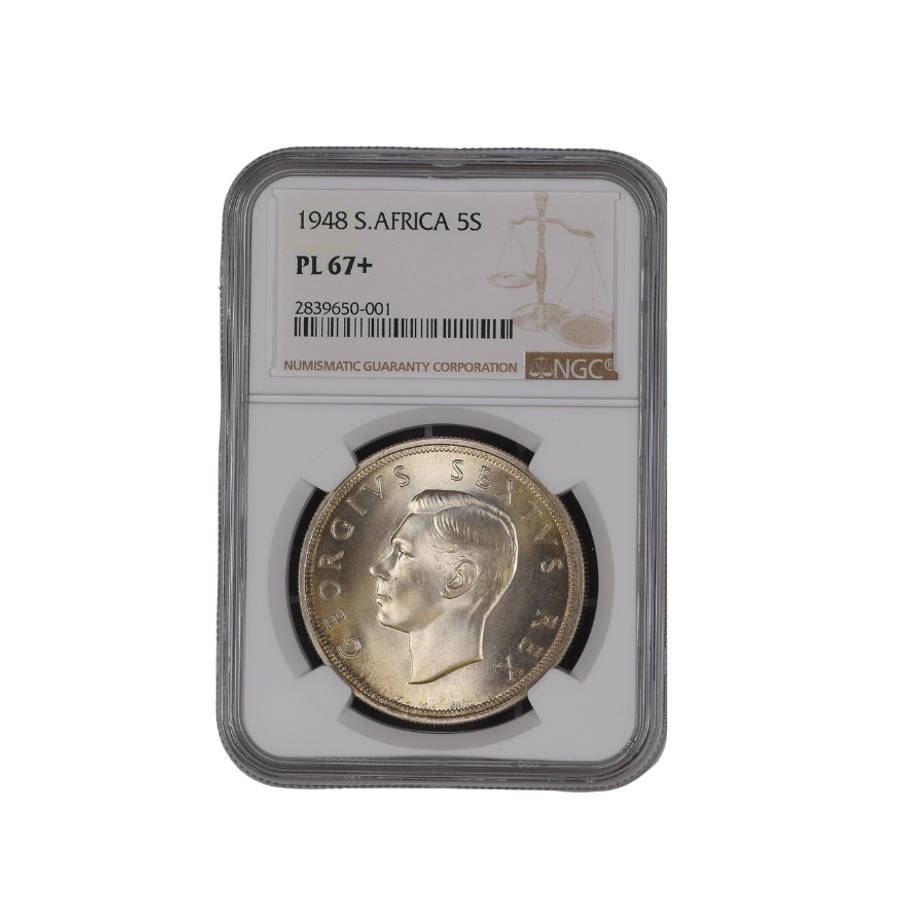 1948 South Africa 5 Shilling  PL 67+