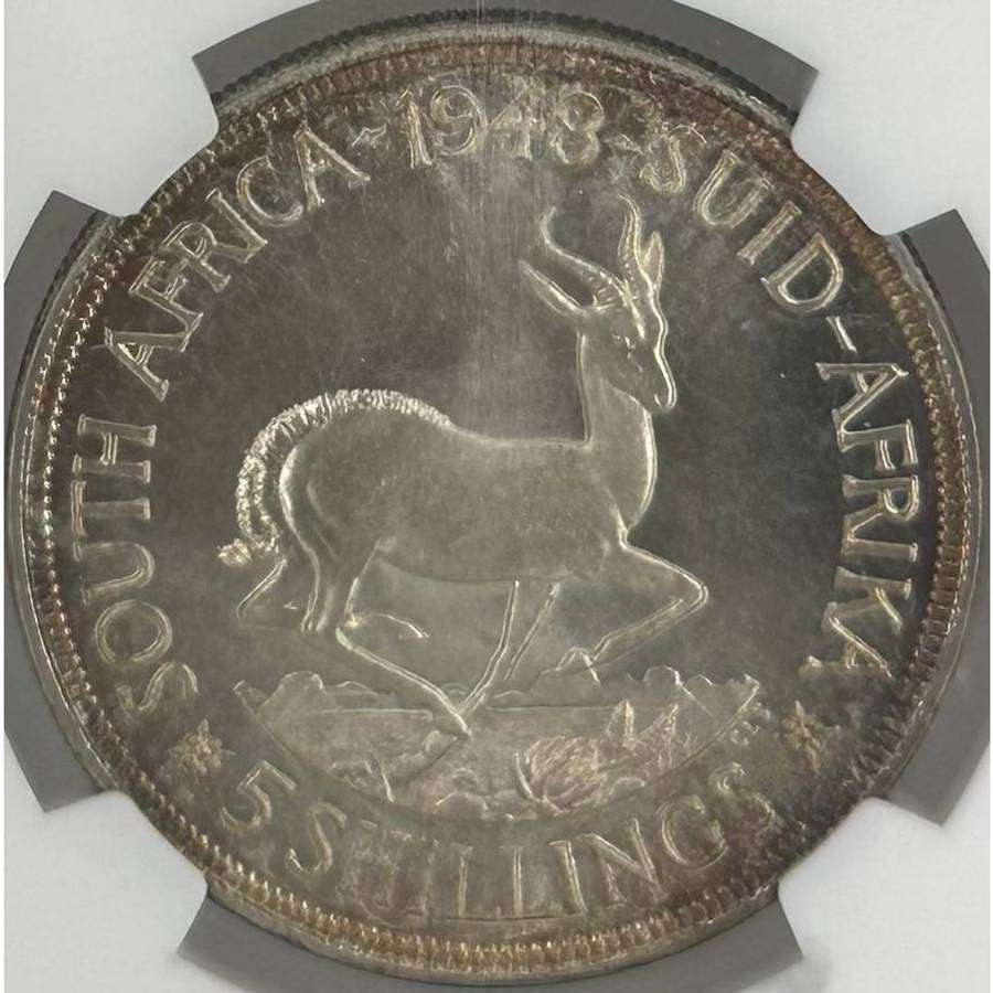 1948 South Africa 5 Shillings PL 67 NGC